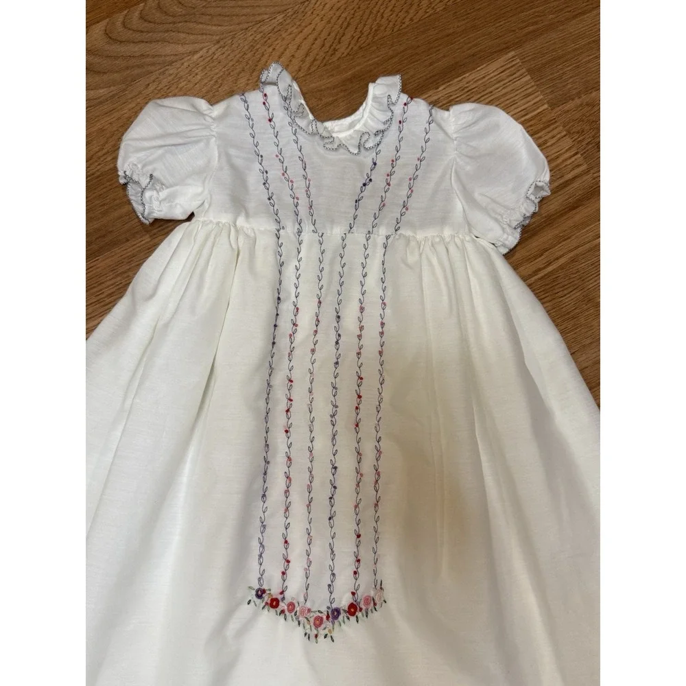 Vintage Cristina Embroidered Christening BAPTISM Bishop Dress 3-6M Argentina